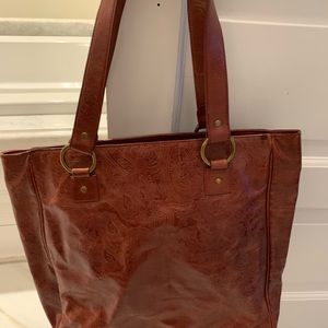 Paisley leather Hobo tote bag